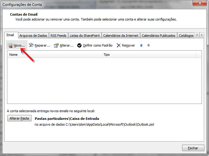 Passo 02 - Configuração de E-mail Outlook 2007